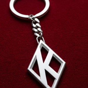 Medium Stainless Steel Flush K Diamond Keychain