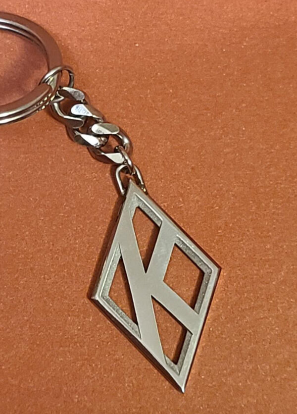 Medium Stainless Steel Flush K Diamond Keychain