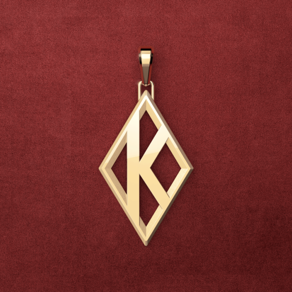 Medium 14K Gold Flush K Diamond Pendant