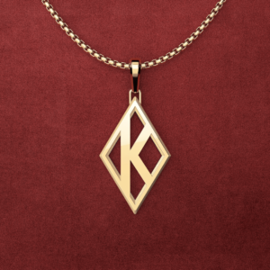 Small 14K Gold K-A-Psi Diamond Pendant with 22" 1.9mm rounded box link Chain