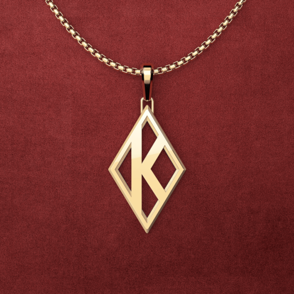 Small 14K Gold K-A-Psi Diamond Pendant with 22" 1.9mm rounded box link Chain