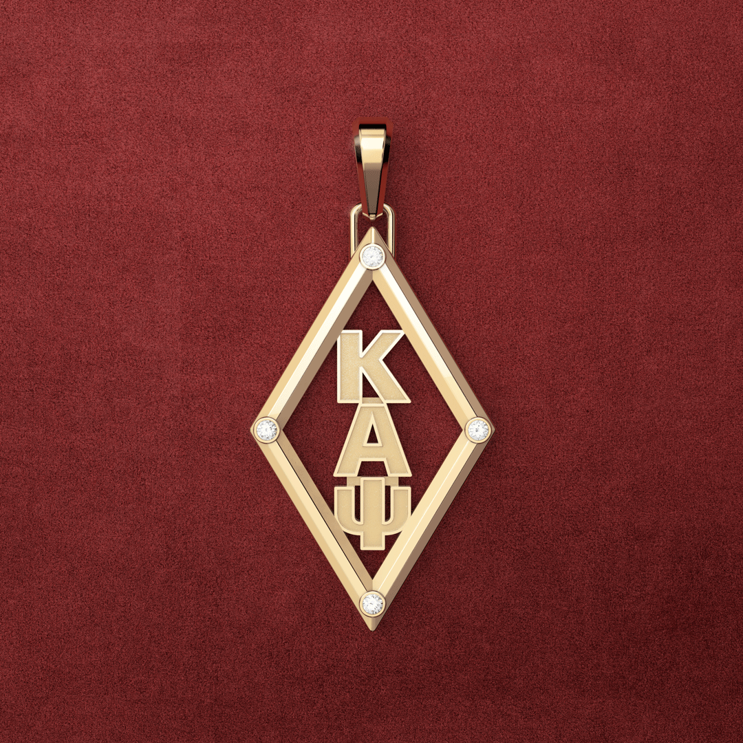 Medium 14K K-A-Psi Diamond Pendant with Corner Diamonds