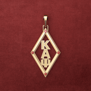 Medium 14K K-A-Psi Diamond Pendant with Corner Garnets