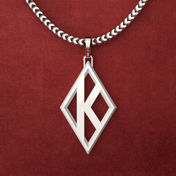 Medium Sterling Silver K Diamond Pendant