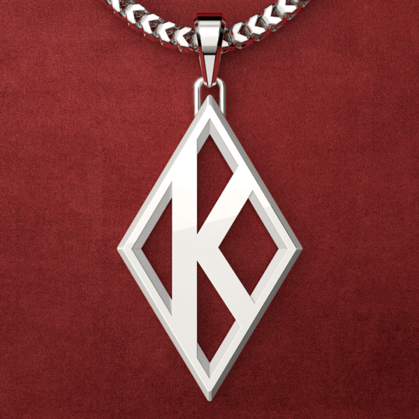 Xtra-Large Sterling Silver K Diamond Pendant