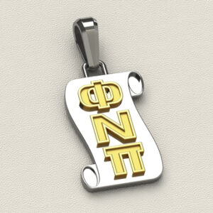 Medium 14K Two Tone Phi Nu Pi Scroll Pendant