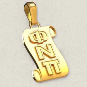 Medium 14K Phi Nu Pi Scroll Pendant
