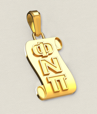 Medium 14K Phi Nu Pi Scroll Pendant